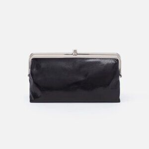 Lauren Clutch-Wallet black leather with red patterned interior
